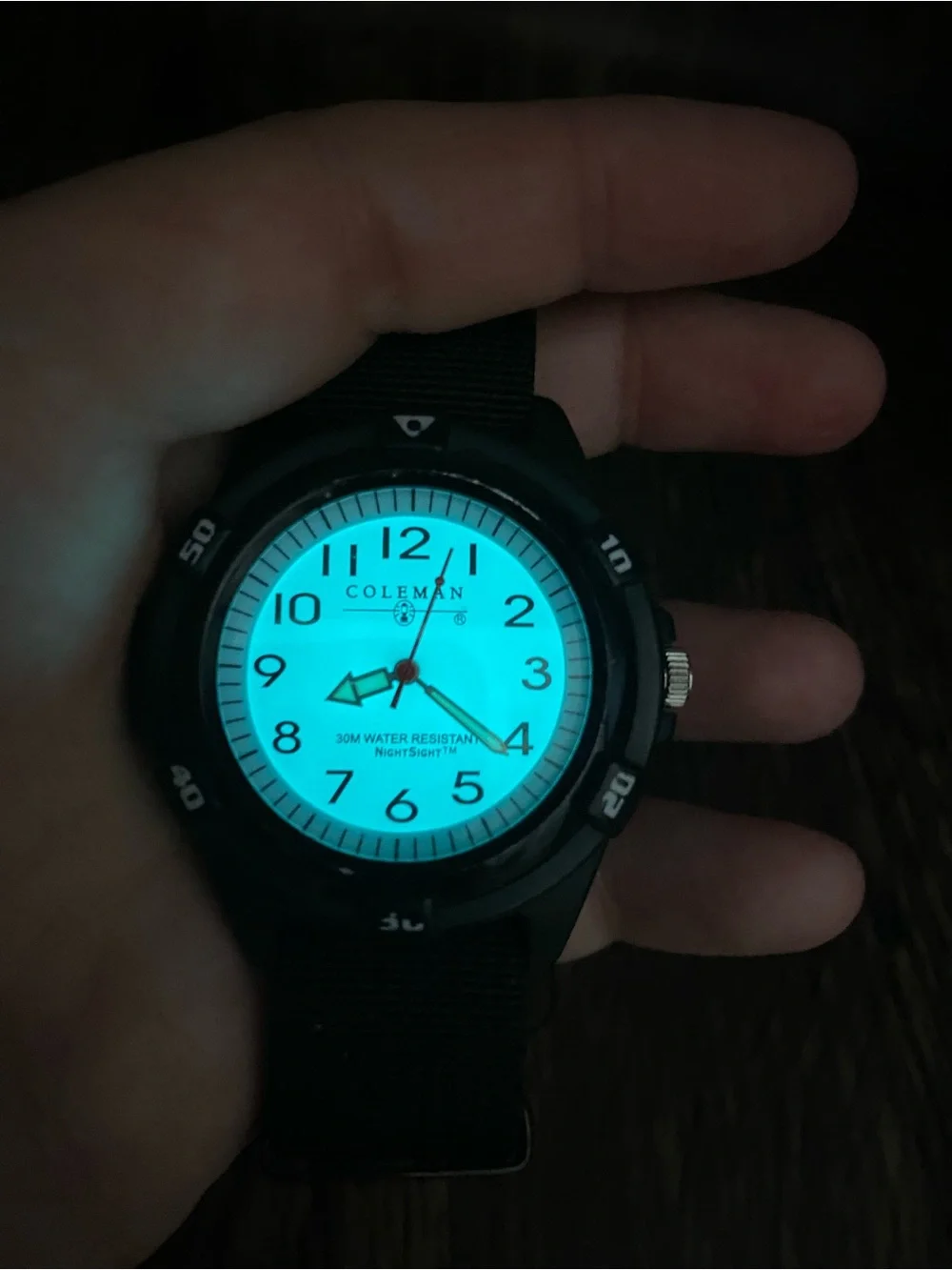 Coleman Glowing Black and White Analog Field Watch new nato band working